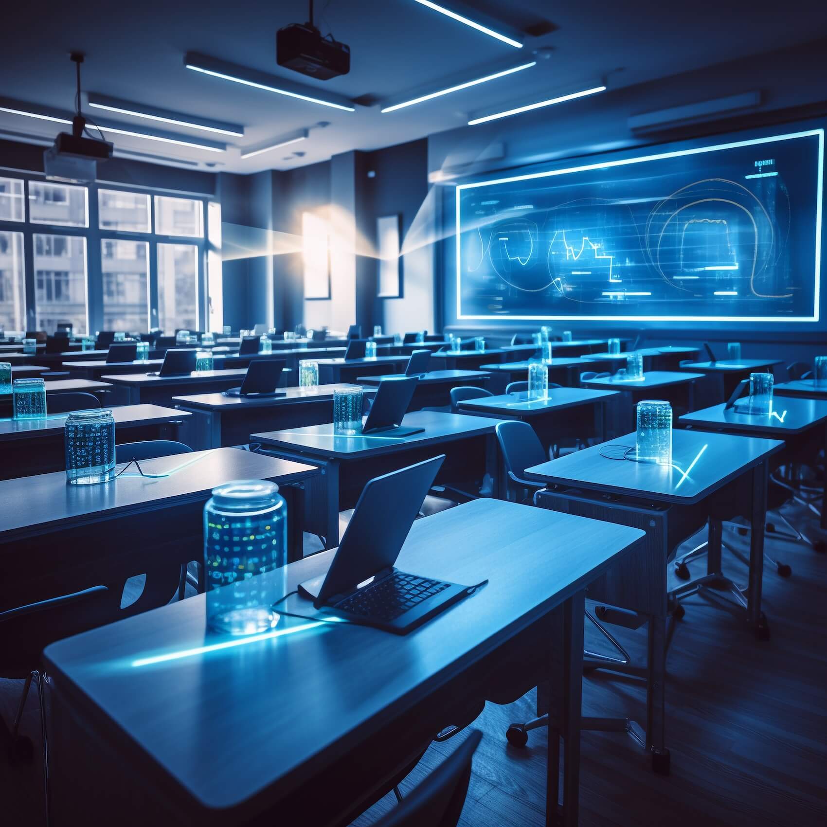 Modern classroom ready for learning